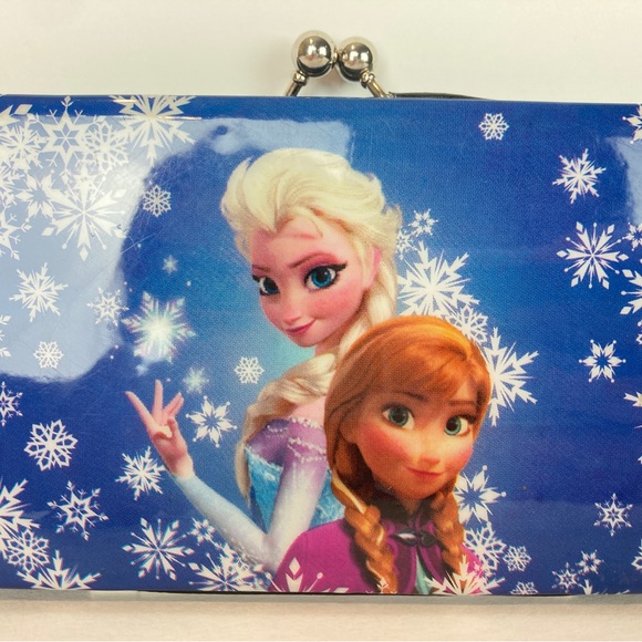 Disney Frozen Anna & Elsa Clutch Clasp Wallet Purse Bag 7” x 3.5” - Picture 2 of 9